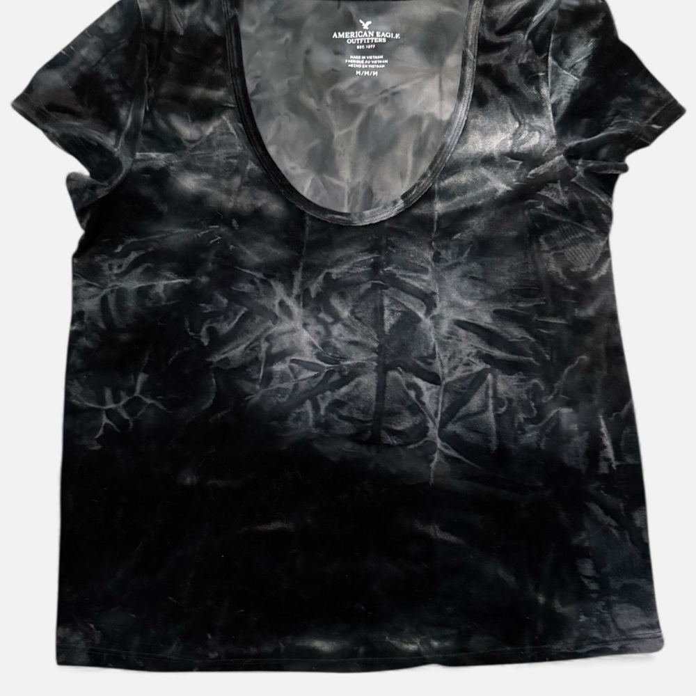 American Eagle Tie Dye Tee Black Gray Size M Soft Grunge Casual Top